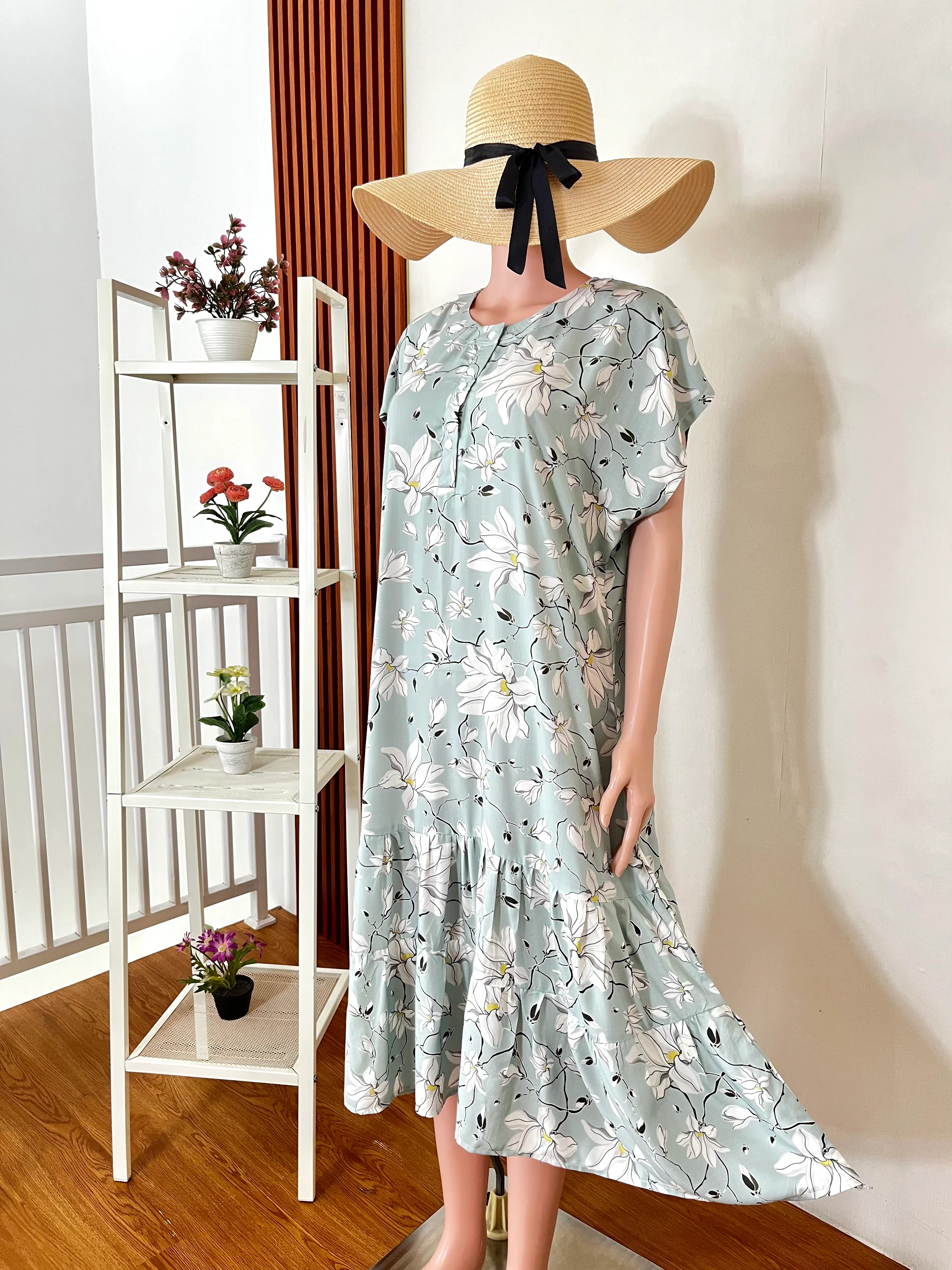 Botanical Mint Tiered Maxi Daster